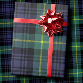 Dark Moody Navy and Forest Green Tartan Plaid Presentpapper