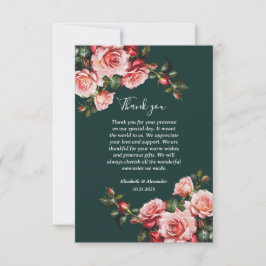 Dark moody pink and red roses green wedding tack kort