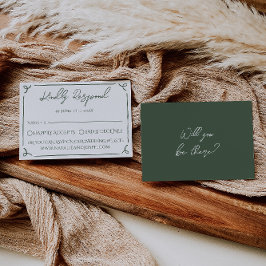 Dark Moss Green Whimsical Boho Modern Wedding  OSA Kort