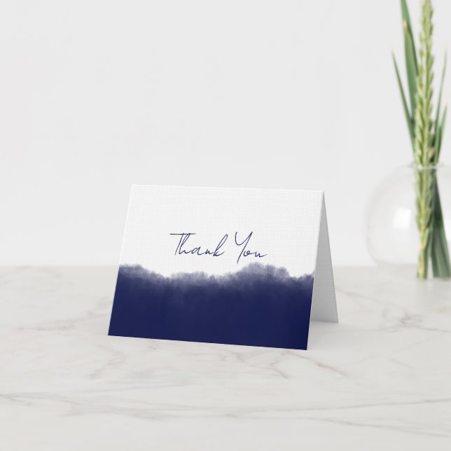 Dark Navy Watercolor Tack Kort (Framsida)