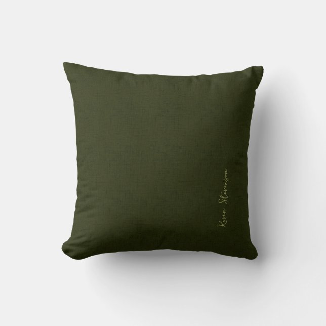 Dark olive textured  kudde (Framsida)