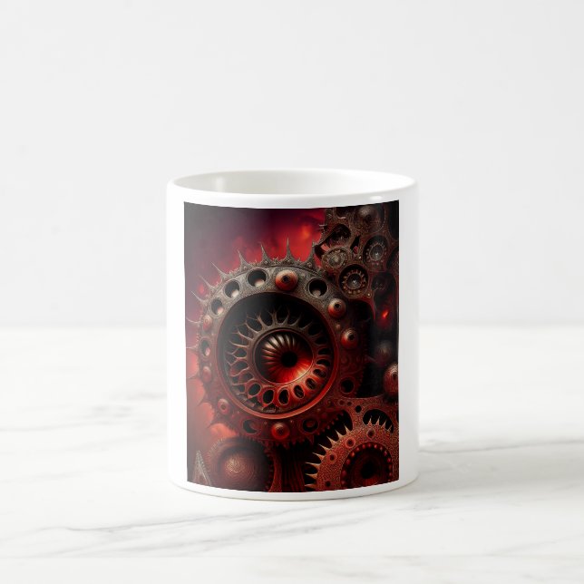 Dark Orange Steampunk Mandelbrot Fractal Kaffemugg (Center)