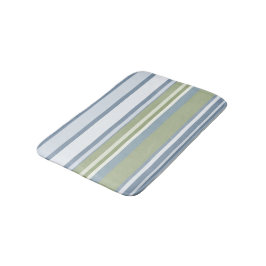 Dark Pastel Blue and Spring Rain Stripes Badrumsmatta