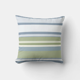 Dark Pastel Blue and Spring Rain Stripes Kudde