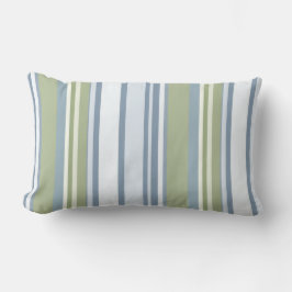 Dark Pastel Blue and Spring Rain Stripes Lumbarkudde