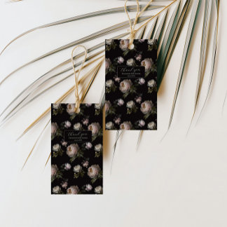 Dark Peony Floral Baby Shower Thank You Sticker Presentetikett
