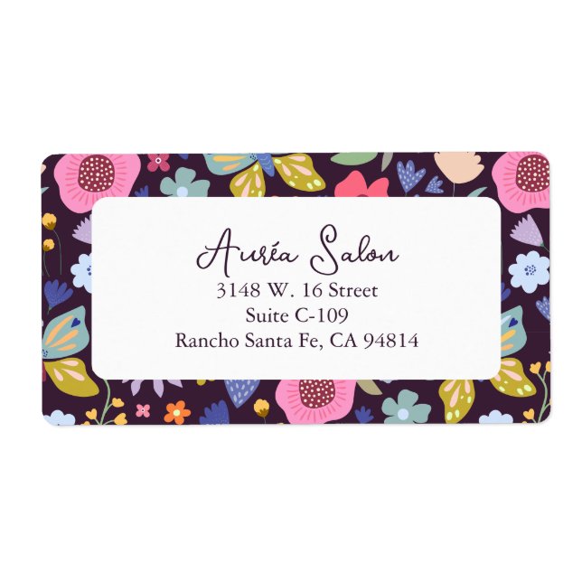 Dark Plum and Florals Business Shipping Label Fraktsedel (Framsidan)