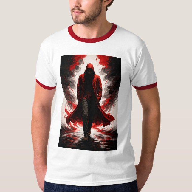 Dark Power Awakening Red Hooded Figure T-Shirt (Framsida)