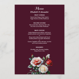 Dark Pretty pink white red roses floral wedding  Meny