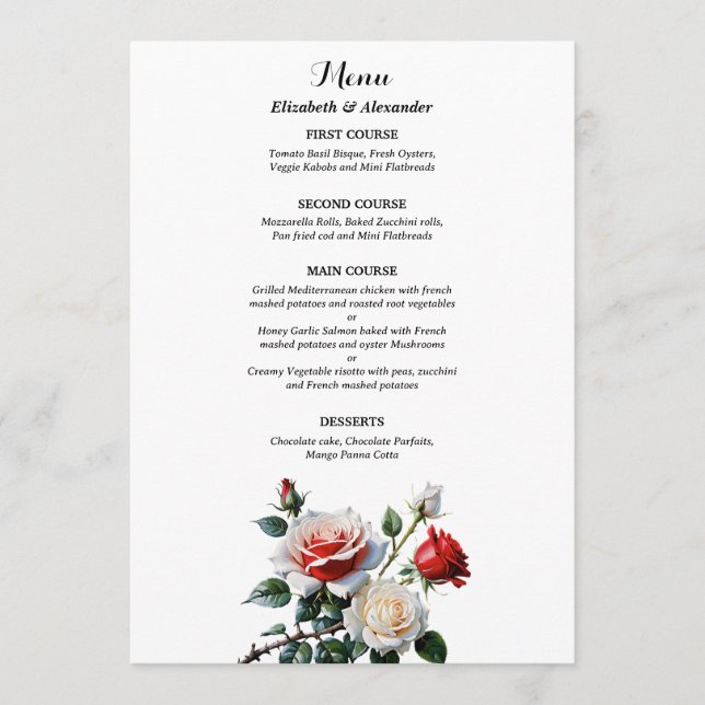 Dark Pretty pink white red roses floral wedding  Meny (Framsida)