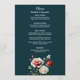 Dark Pretty pink white red roses floral wedding  Meny