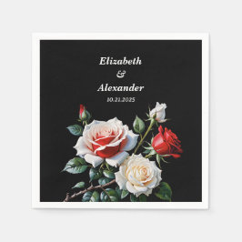 Dark Pretty pink white red roses floral wedding Pappersservett