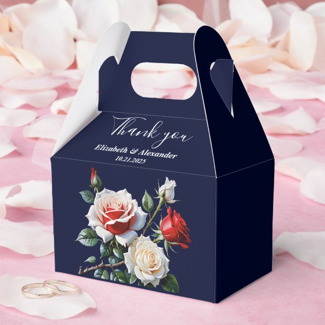 Dark Pretty pink white red roses floral wedding  Presentaskar (Bröllop)