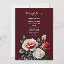 Dark Pretty pink white red roses Rehearsal dinner