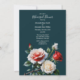 Dark Pretty pink white red roses Rehearsal dinner Inbjudningar