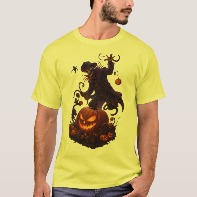 Dark Pumpkin Reaper – Creepy Halloween Skeleton Ar T Shirt (Framsida)