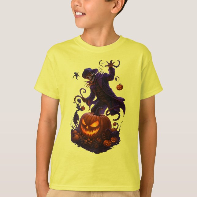 Dark Pumpkin Reaper – Creepy Halloween Skeleton Ar T Shirt (Framsida)