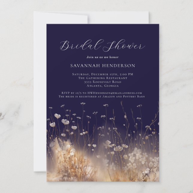 Dark Purple Bridal Shower Invitation Inbjudningar (Framsida)