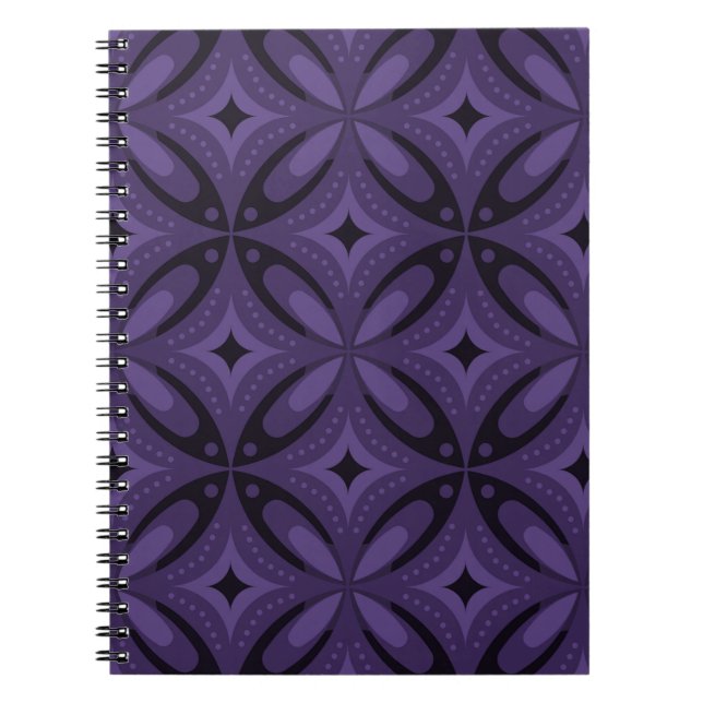 Dark Purple Colored Retro Pattern Anteckningsbok (Framsidan)