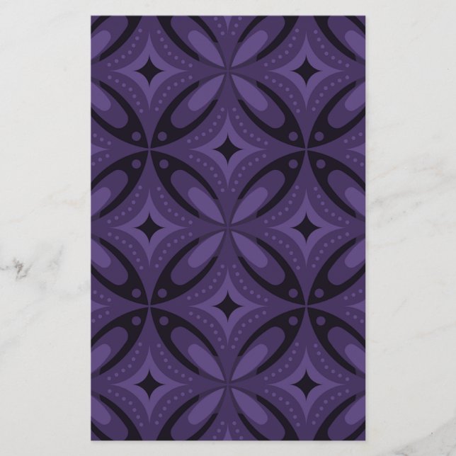 Dark Purple Colored Retro Pattern Brevpapper (Framsida)