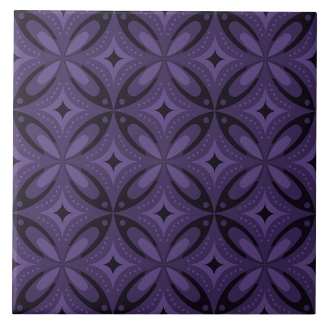 Dark Purple Colored Retro Pattern Kakelplatta (Framsidan)