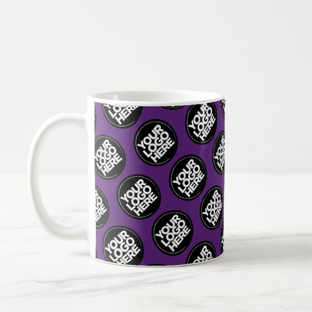 Dark Purple Custom logo business pattern employee Kaffemugg (Vänster)