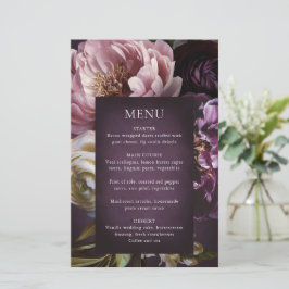 Dark Purple Fine Art Floral Wedding Menu