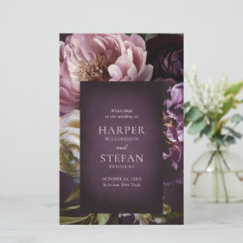Dark Purple Fine Art Floral Wedding Program