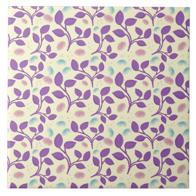 Dark Purple Floral Pattern | Aesthetic Seamless  Kakelplatta (Framsidan)