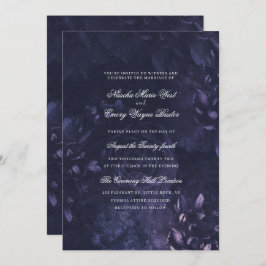Dark Purple Gothic Boho Floral Wedding Inbjudningar