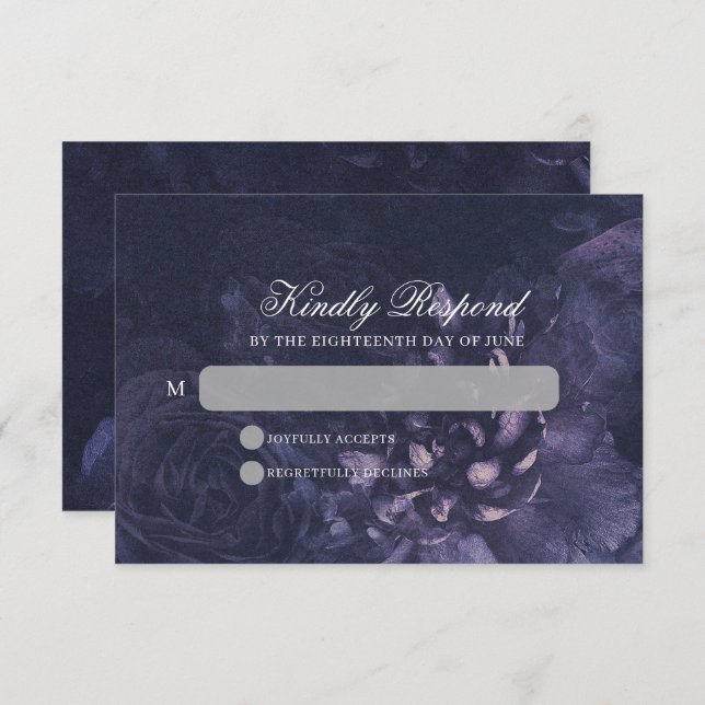 Dark Purple Gothic Boho Floral Wedding OSA Kort (Fram/baksida)