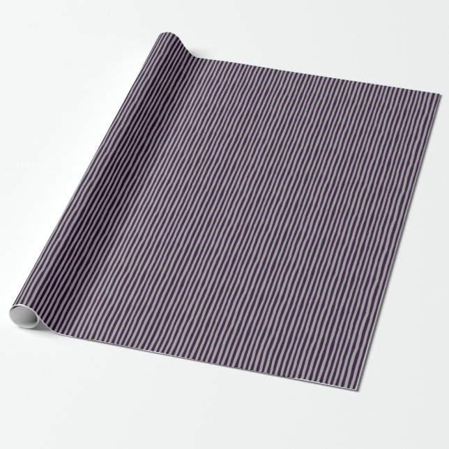 Dark Purple & Gray Wonky Stripes Presentpapper (Utrullad)