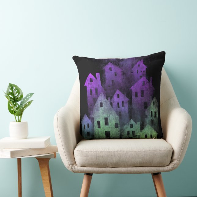 DARK PURPLE & GREEN HALLOWEEN HAUNTED HOUSES KUDDE (Stol)