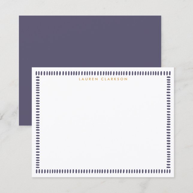Dark Purple Hand Painted Striped Frame Note Card Inbjudningar (Fram/baksida)