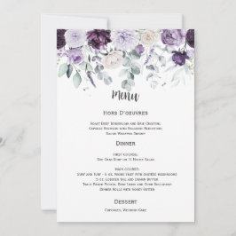 Dark Purple, Lavender, White Wedding Menu Inbjudningar