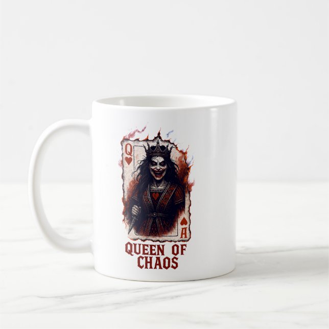 Dark Queen of Hearts Gothic Art – Creepy Horror Kaffemugg (Vänster)
