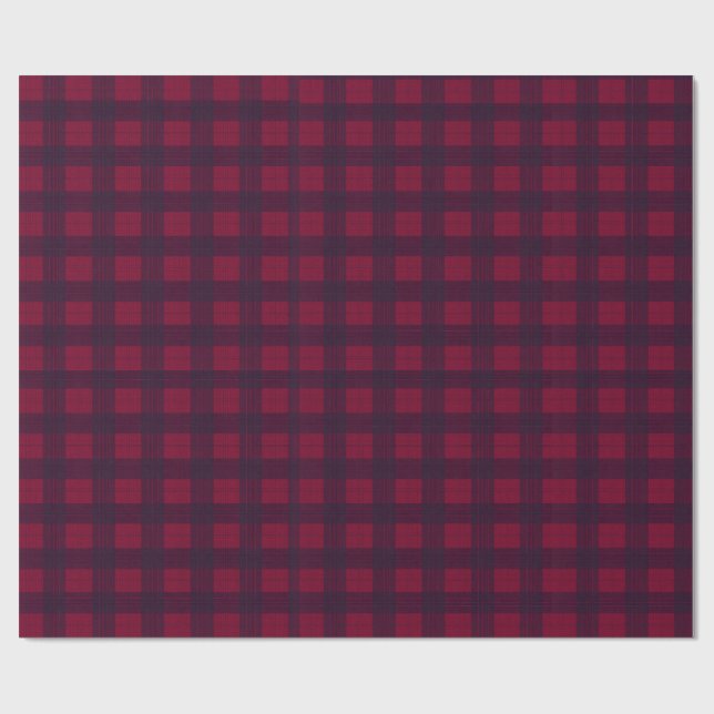 Dark Red and Navy Blue Tartan Wrapping Paper Presentpapper (Platt)