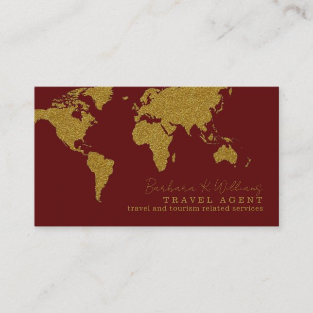 Dark Red Contact Card for travel agents Visitkort (Framsida)