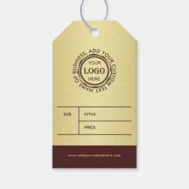 Dark-red gold design,Logo or Photo business price  Presentetikett