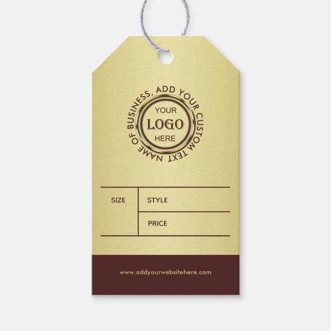 Dark-red gold design,Logo or Photo business price  Presentetikett (Framsidan)