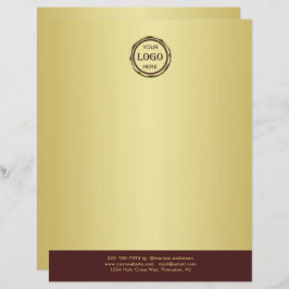 Dark-red gold design,Logo or Photo in gold circle, Brevhuvud