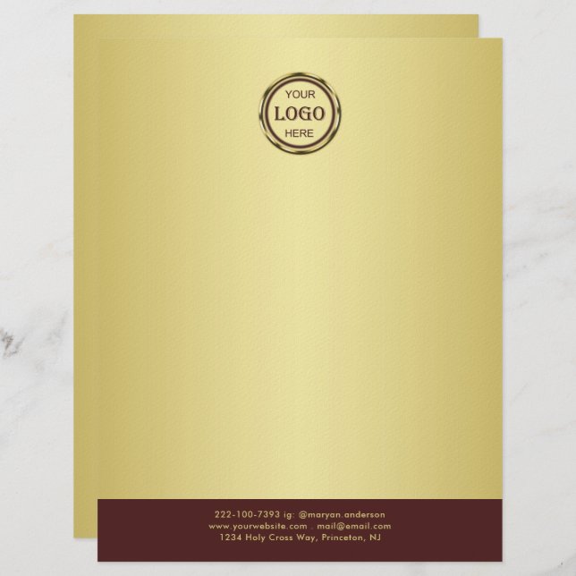 Dark-red gold design,Logo or Photo in gold circle, Brevhuvud (Fram/baksida)