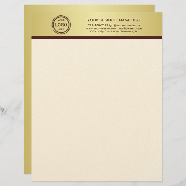 Dark-red gold design,Logo or Photo in gold circle, Brevhuvud (Fram/baksida)