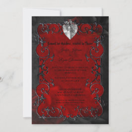 Dark red Gothic Halloween wedding Invitation Inbjudningar