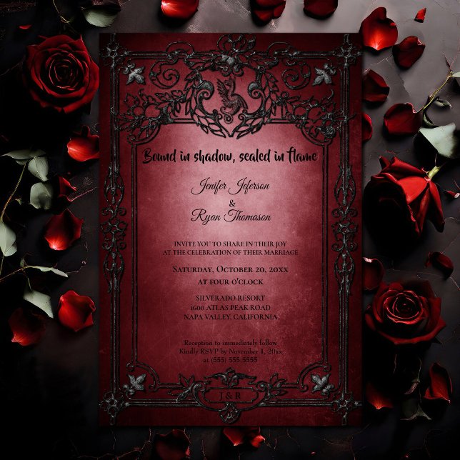 Dark Red Gothic Halloween wedding invitation Inbjudningar (Skapare uppladdad)