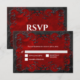 Dark red Gothic Halloween Wedding RSVP Card OSA Kort