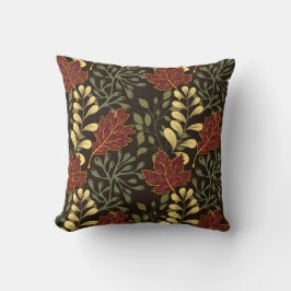 Dark red maple leaves floral pattern kudde