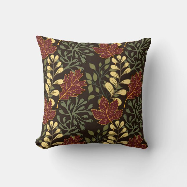 Dark red maple leaves floral pattern kudde (Framsida)