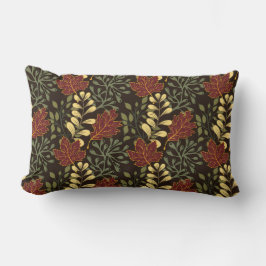 Dark red maple leaves floral pattern lumbarkudde