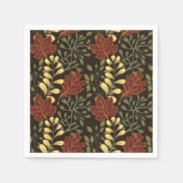 Dark red maple leaves floral pattern pappersservett